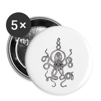 Octopus - Buttons small 1''/25 mm (5-pack) - white - Front