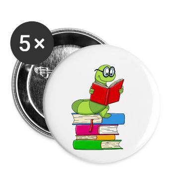 rat de bibliothèque - Lot de 5 petits badges (25 mm) - blanc - Devant