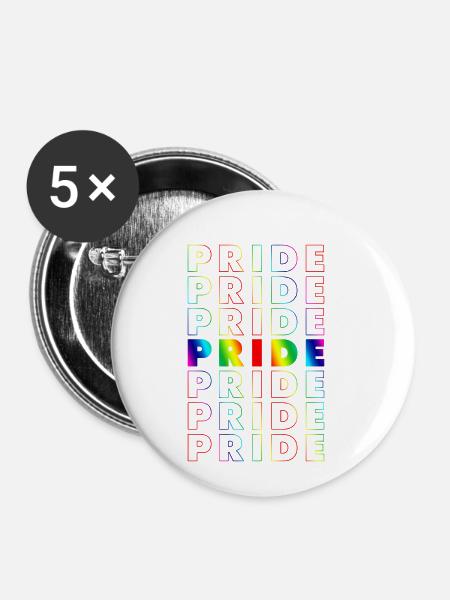 Pride Gradient - Buttons klein 25 mm (5er Pack) - Weiß