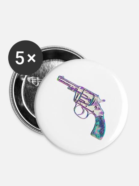 Bunter Revolver - Buttons klein 25 mm (5er Pack) - Weiß