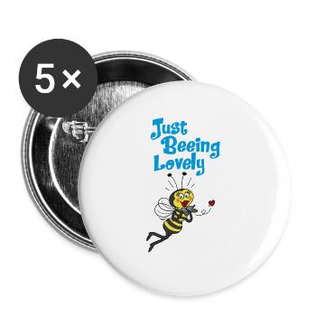 Abeille - Lot de 5 petits badges (25 mm) - blanc - Devant