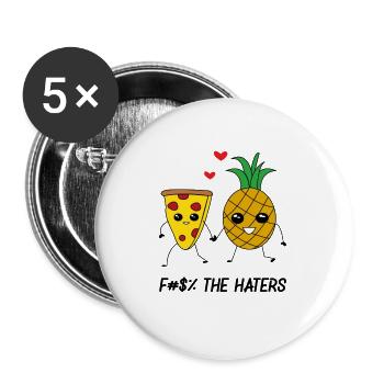 Pizza Hawaii / Fuck the Haters - Buttons small 1''/25 mm (5-pack) - white - Front