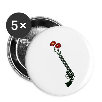 Gun and flowers - Lot de 5 petits badges (25 mm) - blanc - Devant