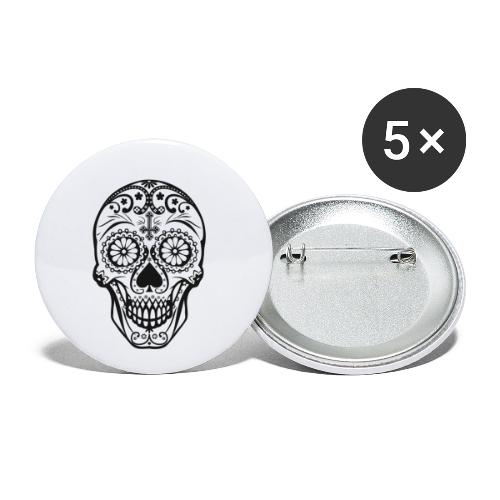 Skull black - Buttons klein 25 mm (5er Pack)