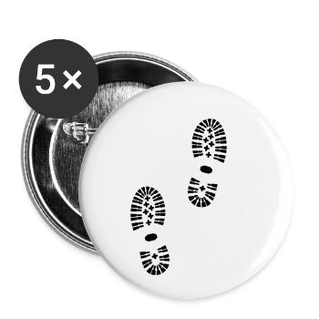 Schuhabdruck, Fußabdruck, wandern - Buttons klein 25 mm (5er Pack) - Weiß - Vorne