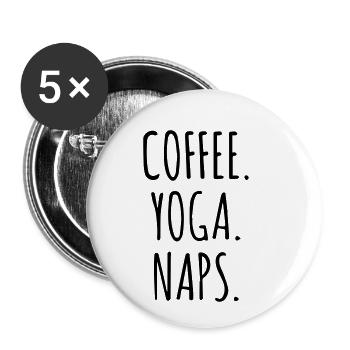 Coffee Yoga Naps - Buttons small 1''/25 mm (5-pack) - white - Front