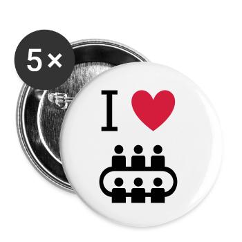 ★ Design colors changeable ★ I love meetings - Buttons small 1''/25 mm (5-pack) - white - Front