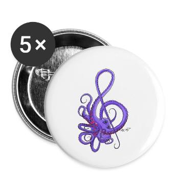 Notenschlüssel Kraken - Buttons klein 25 mm (5er Pack) - Weiß - Vorne