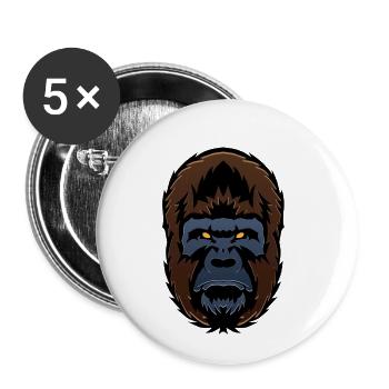 Gorilla Affe Primaten Gorilla 704 o - Buttons klein 25 mm (5er Pack) - Weiß - Vorne