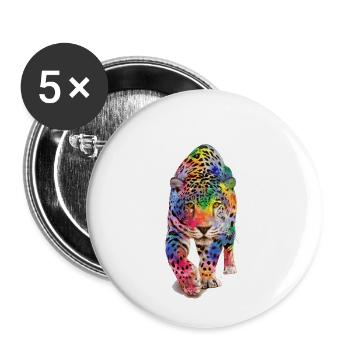 Multicolour leopard - Buttons small 1''/25 mm (5-pack) - white - Front