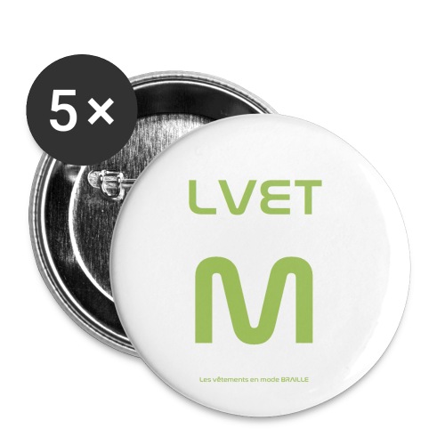LVET M vert olive - Lot de 5 petits badges (25 mm)