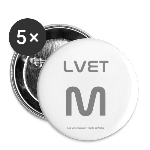 LVET M gris - Lot de 5 petits badges (25 mm)