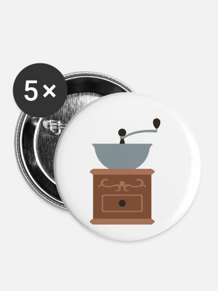 Kaffeemühle - Buttons klein 25 mm (5er Pack) - Weiß