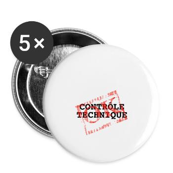 Controle Technique OK - Lot de 5 petits badges (25 mm) - blanc - Devant