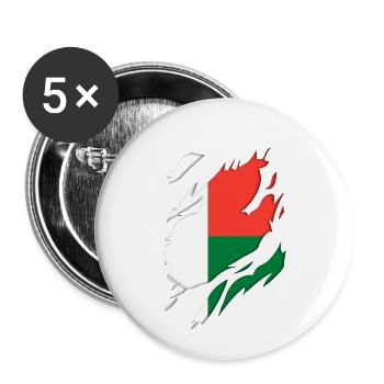 Madagascar flag torn motif - Buttons small 1''/25 mm (5-pack) - white - Front