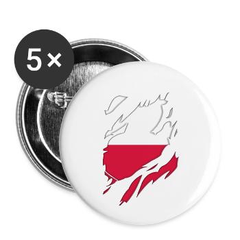 Poland flag torn motif - Buttons small 1''/25 mm (5-pack) - white - Front