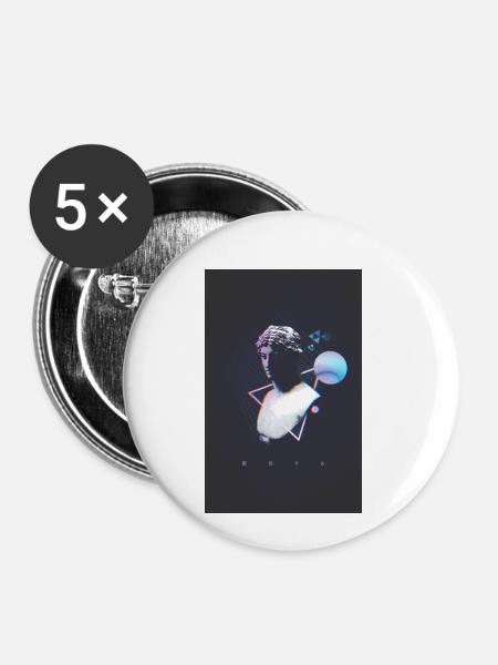 Modern Art - Buttons klein 25 mm (5er Pack) - Weiß