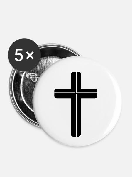 Schlichtes Kreuz Symbol - Buttons klein 25 mm (5er Pack) - Weiß