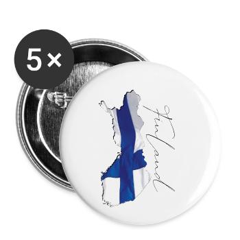 Finland flag on the map of Finland EN - Buttons small 1''/25 mm (5-pack) - white - Front