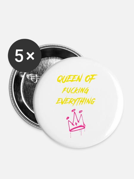 Queen of everything - Buttons klein 25 mm (5er Pack) - Weiß