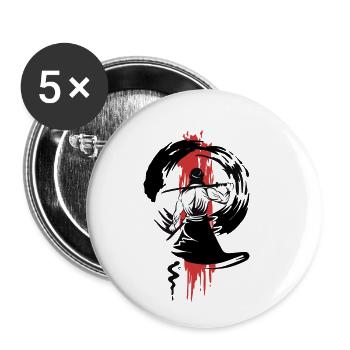 Samurai Warrior Sword Japanese retro design - Buttons small 1''/25 mm (5-pack) - white - Front