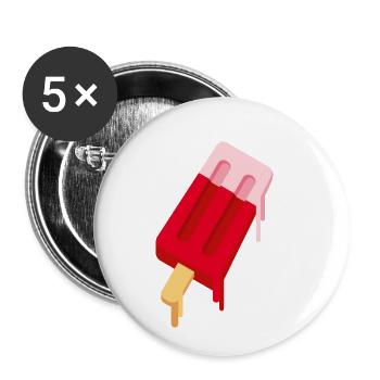 COLLECTION SLURP : LA GLACE DE STYLE - ROUGE ROSE - Lot de 5 petits badges (25 mm) - blanc - Devant