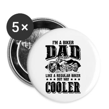 Biker Dad Papa - Lot de 5 petits badges (25 mm) - blanc - Devant