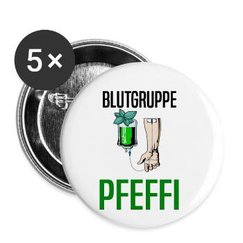 Blutgruppe Pfeffi - Suff Saufen Pfefferminzlikör - Buttons klein 25 mm (5er Pack) - Weiß - Vorne