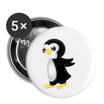 running pingu - Buttons small 1''/25 mm (5-pack) - white - Front