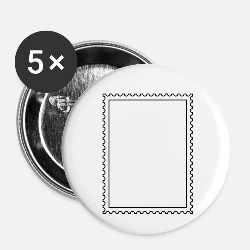 postage stamp - Buttons small 1''/25 mm (5-pack) - white