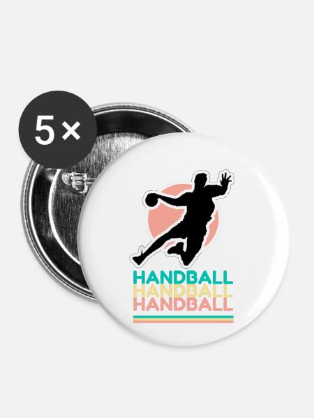 Handball, handball, handball - Buttons klein 25 mm (5er Pack) - Weiß