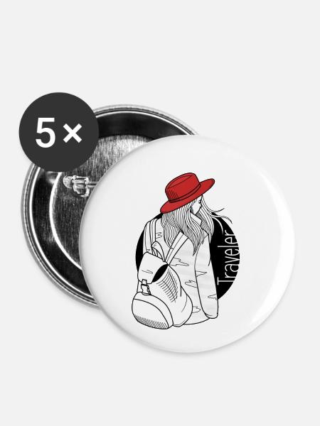 Reisenden - Buttons klein 25 mm (5er Pack) - Weiß
