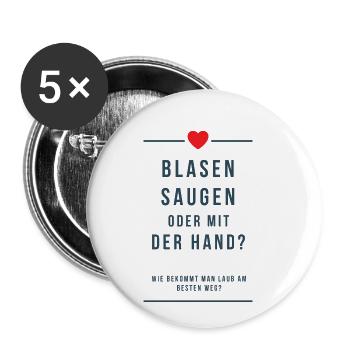 Blasen Saugen oder mit der Hand Laub Spruch Beste - Buttons klein 25 mm (5er Pack) - Weiß - Vorne