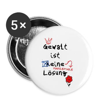 Gewalt ist keine Lösung - Buttons klein 25 mm (5er Pack) - Weiß - Vorne