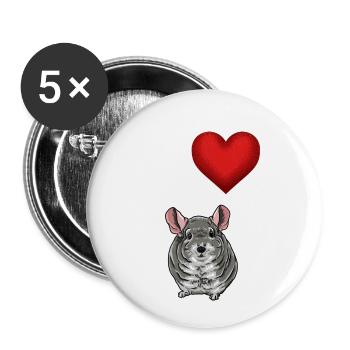 I love my chinchilla rodent small animal - Buttons small 1''/25 mm (5-pack) - white - Front
