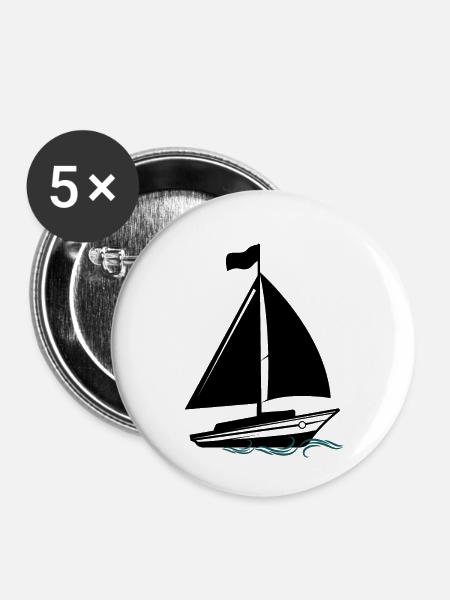 Segelboot - Buttons klein 25 mm (5er Pack) - Weiß