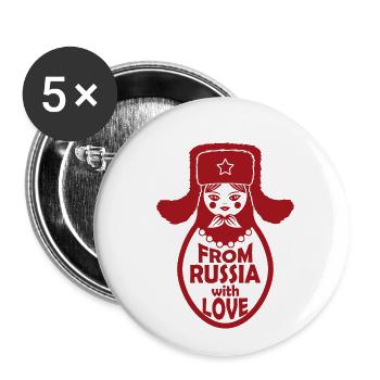 From Russia with love URSS Matryochka poupée - Lot de 5 petits badges (25 mm) - blanc - Devant