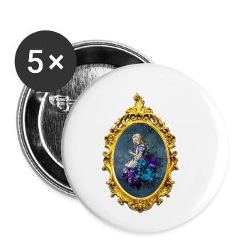 Alice in Wonderland with Vintage Gold Frame - Buttons small 1''/25 mm (5-pack) - white - Front