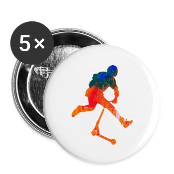 trottinette freestyle - Lot de 5 petits badges (25 mm) - blanc - Devant