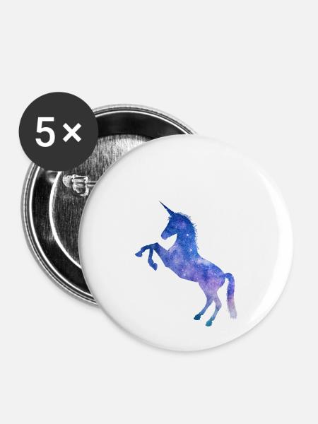 Galaxy Space Einhorn - Buttons klein 25 mm (5er Pack) - Weiß