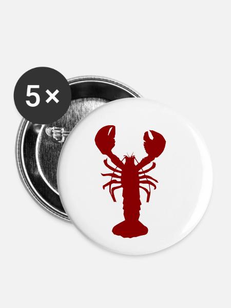 Lobster red - Buttons klein 25 mm (5er Pack) - Weiß