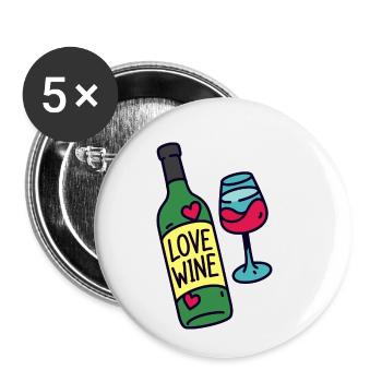Wein trinken Wein Geschenk Lustiges Wein Shirt - Buttons klein 25 mm (5er Pack) - Weiß - Vorne