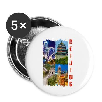 Beijing Beijing Chine Asie Asia Ville Skyline - Lot de 5 petits badges (25 mm) - blanc - Devant