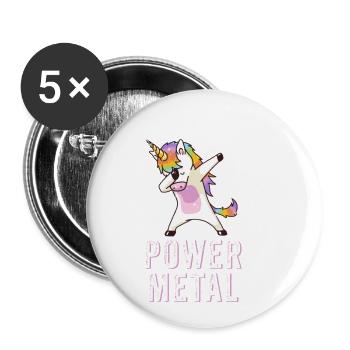 Power Metal Dabbing Einhorn - Dabbing Einhorn - Buttons klein 25 mm (5er Pack) - Weiß - Vorne
