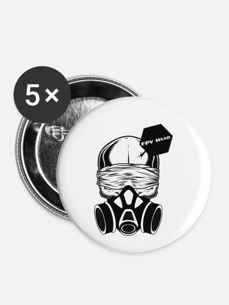 FPV-Head Logo - Buttons klein 25 mm (5er Pack) - Weiß