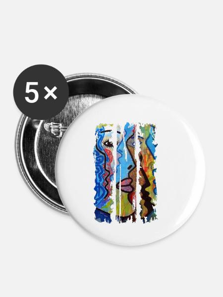 Graffiti - Buttons klein 25 mm (5er Pack) - Weiß