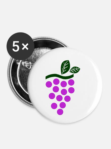 Weintraube - Buttons klein 25 mm (5er Pack) - Weiß