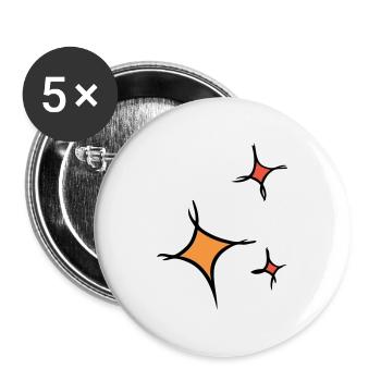 Astérisque. Trois étoiles colorées, dessinées à la main. - Lot de 5 petits badges (25 mm) - blanc - Devant