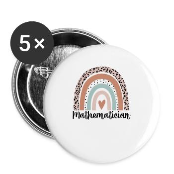 Mathematician Rainbow Leopard Funny Mathematician - Buttons small 1''/25 mm (5-pack) - white - Front