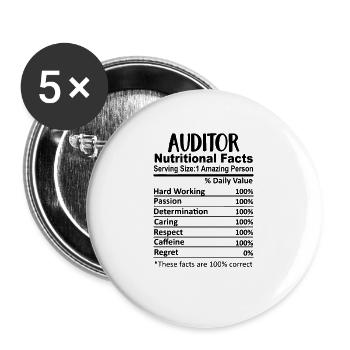 Auditeur Nutrition Facts Drôle - Lot de 5 petits badges (25 mm) - blanc - Devant
